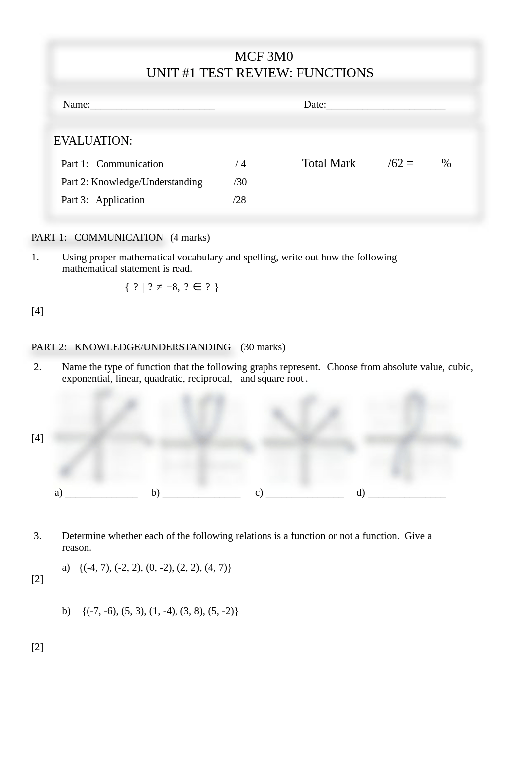 Unit 1 - Functions - Test Review Assignment.pdf_dq0ywyrnv30_page1