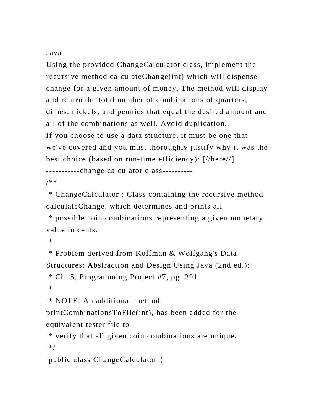 JavaUsing the provided ChangeCalculator class, implement the recur.docx_dq1gur4et8s_page2