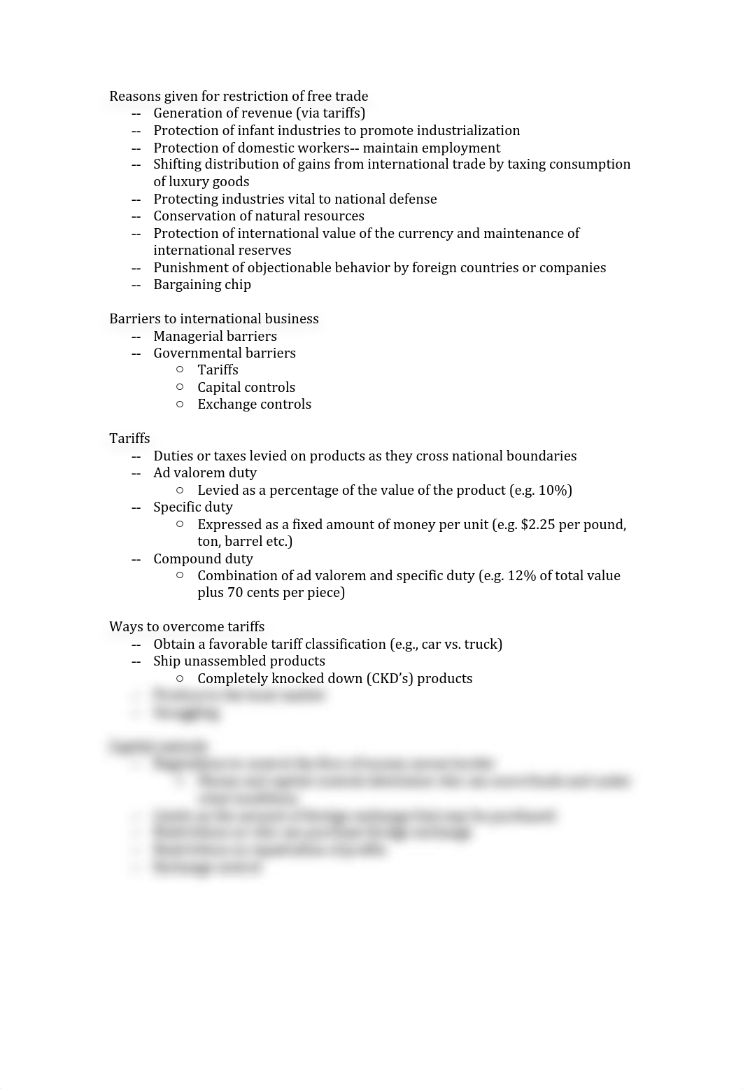 Restrictions to free trade, barriers to international business, tariffs, GATT, WTO notes_dq1p9j0zy4c_page1