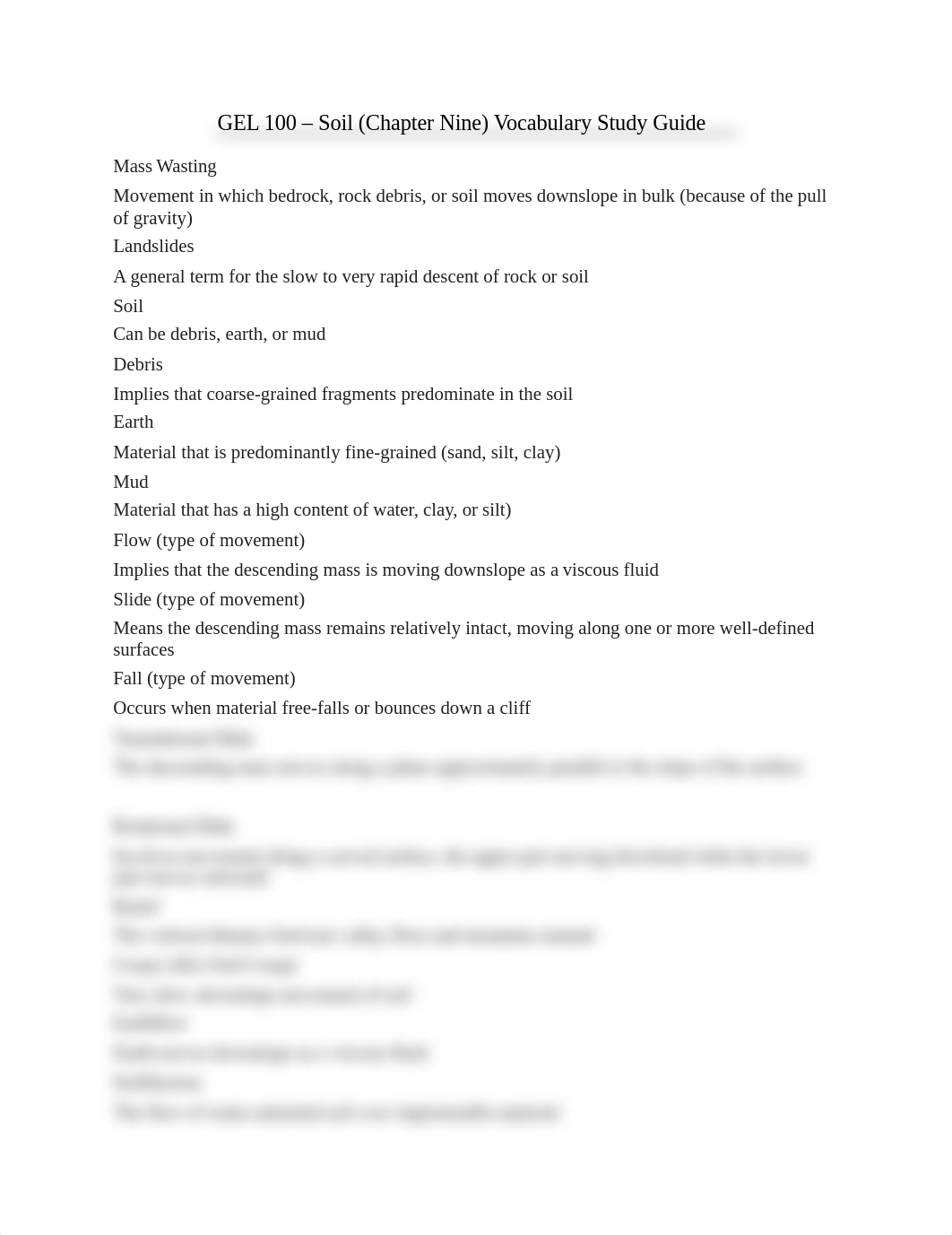 GEL 100 - Soil (Chapter Nine) Vocabulary Study Guide_dq1sfb2pafl_page1