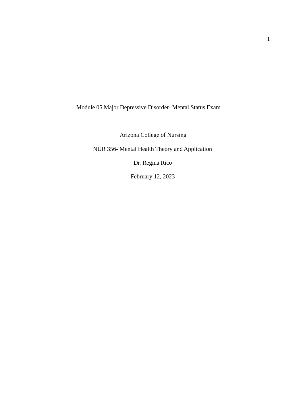 Module 5 Major Depressive Disorder - Mental Status Exam .docx_dq1xzow9atl_page1