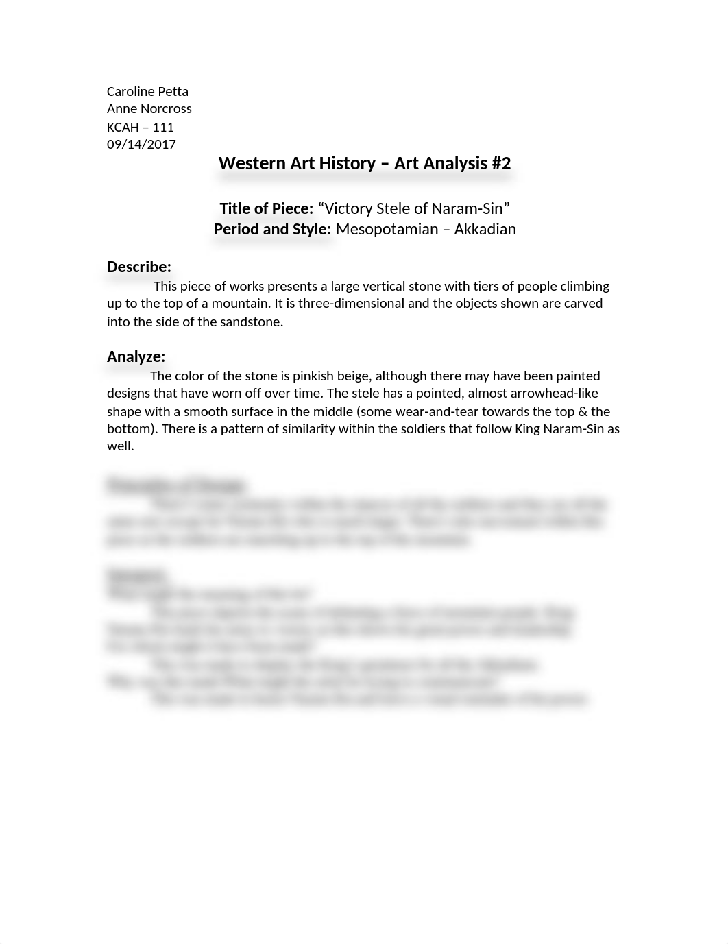 Art Analysis #2 - "Victory Stele of Naram-Sin".docx_dq22qaevoeg_page1