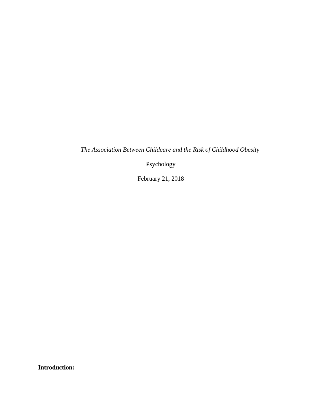 Childcare's Effect on Childhood Obesity .docx_dq36e14olt7_page1