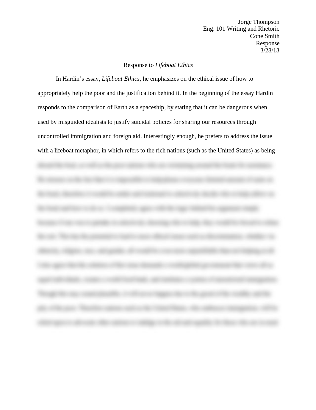 Response to Hardin's Lifeboat Ethics Essay_dq3e7hlyepg_page1