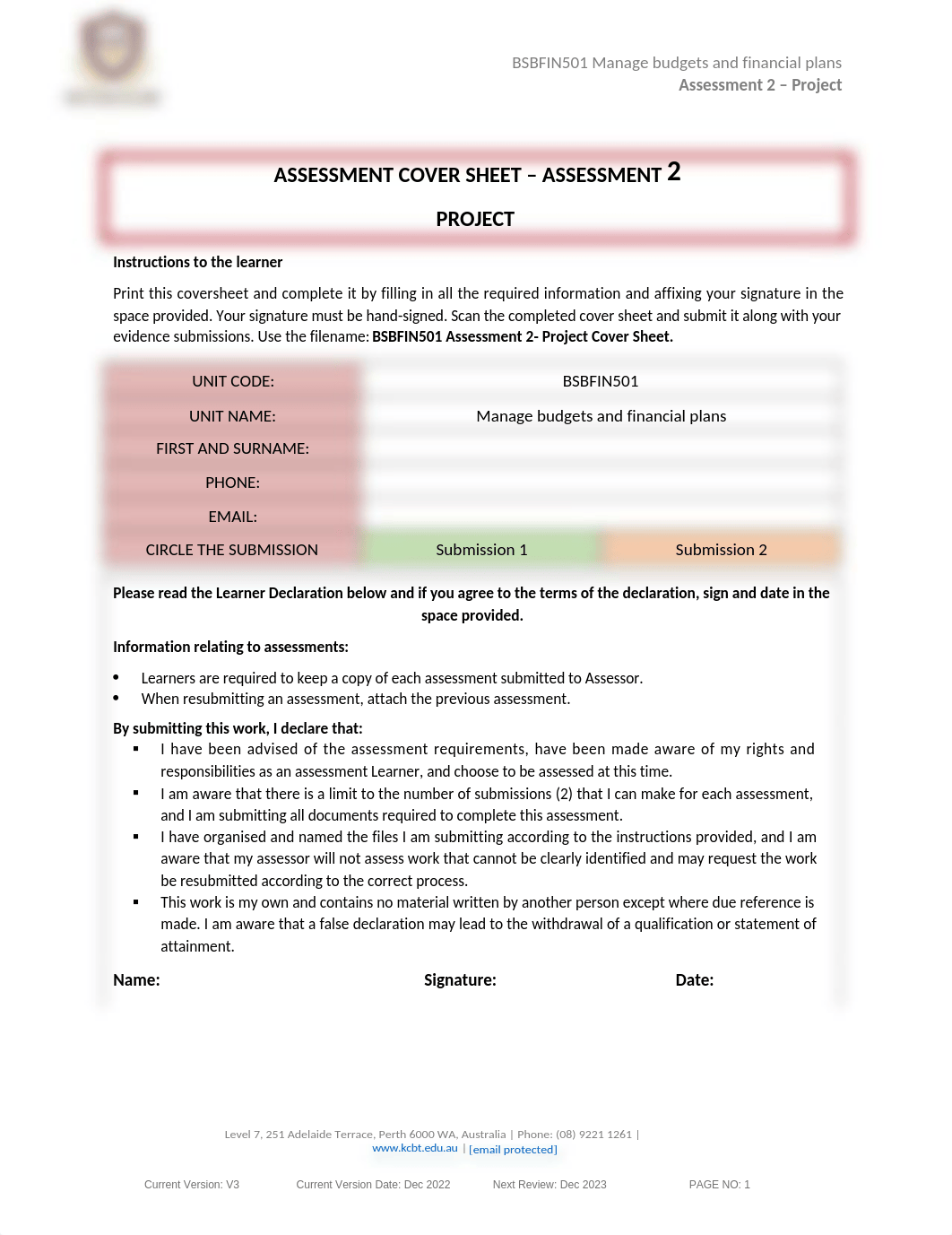 Updated BSBFIN501 - Assessment 2 Project Portfolio  V3 (1).docx_dq3vypg8z17_page1