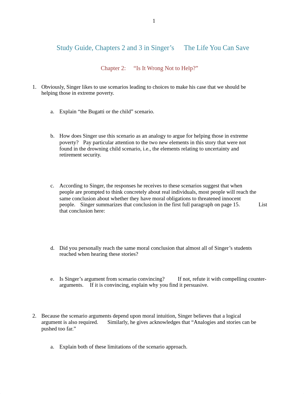 Peter Singer, chapters 2 and 3  Study Guide_dq45apyezpz_page1