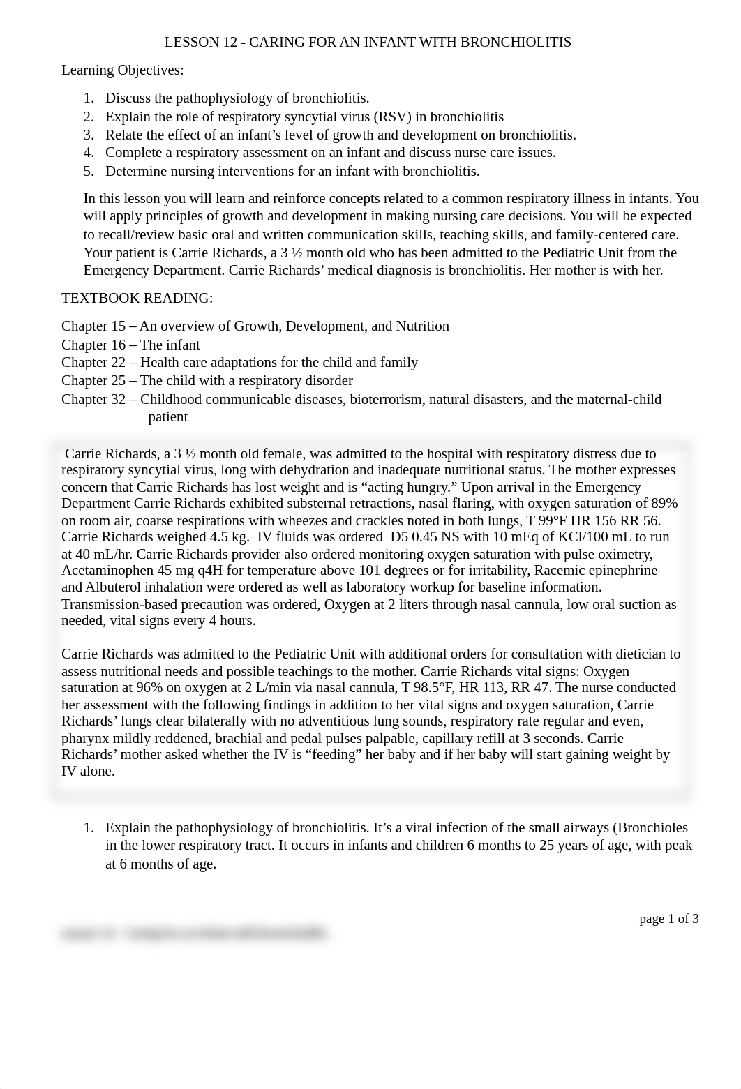 Lesson 12 - Caring for an infant with Bronchiolitis.docx_dq54f19wnnn_page1