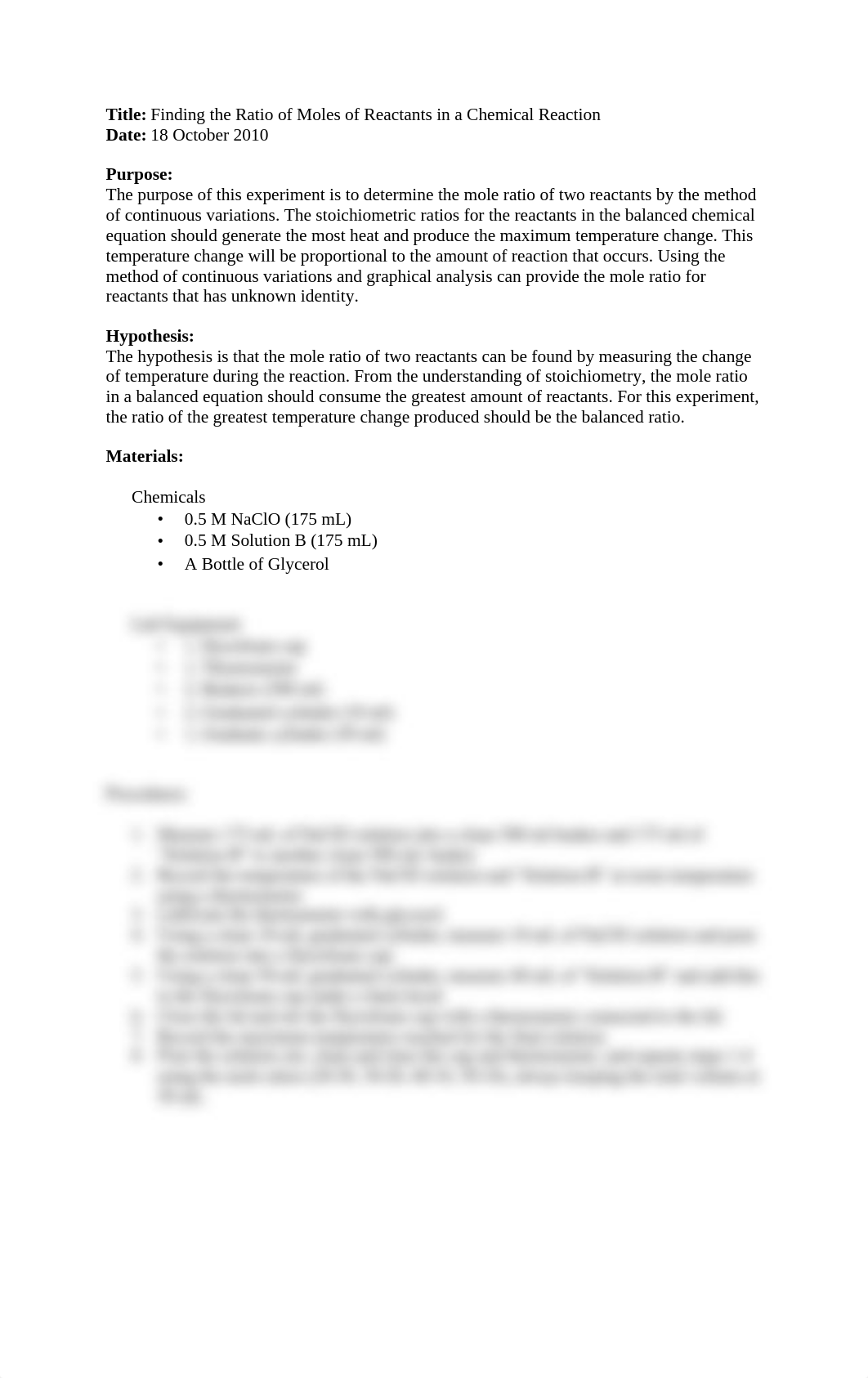 new Finding the Ratio of Moles of Reactants in a Chemical Reaction Report_dq5gztywyz1_page1