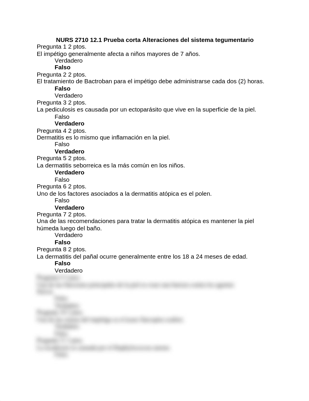 NURS 2710 12.1 Prueba corta Alteraciones del sistema tegumentario.docx_dq5sldtvylx_page1