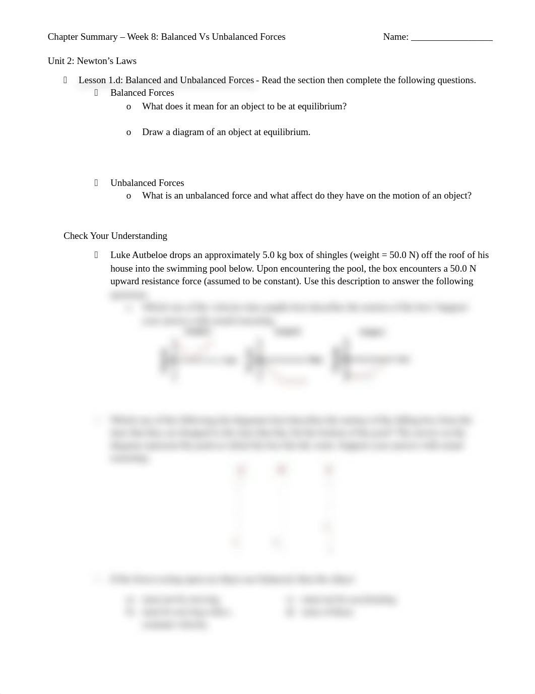 Copy of Chapter summary - Week 8 - Balanced Vs Unbalanced Forces (1).docx_dq64ag0a4y0_page1