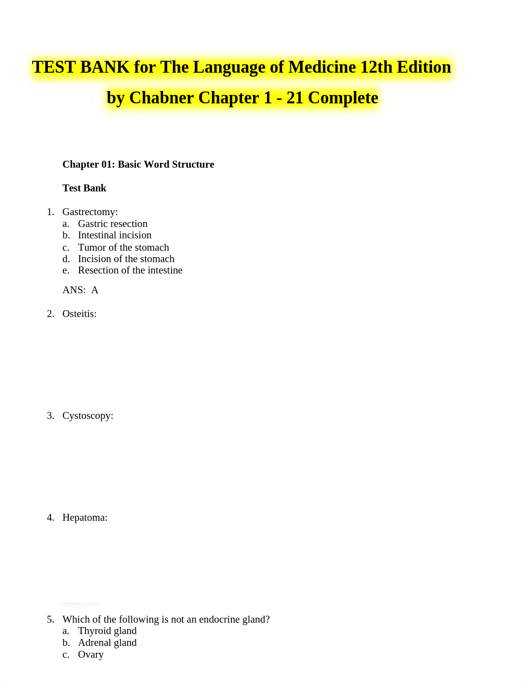 TEST BANK for The Language of Medicine 12th Edition by Chabner Chapter 1 - 21 Complete.docx_dq7b57hqlvt_page1