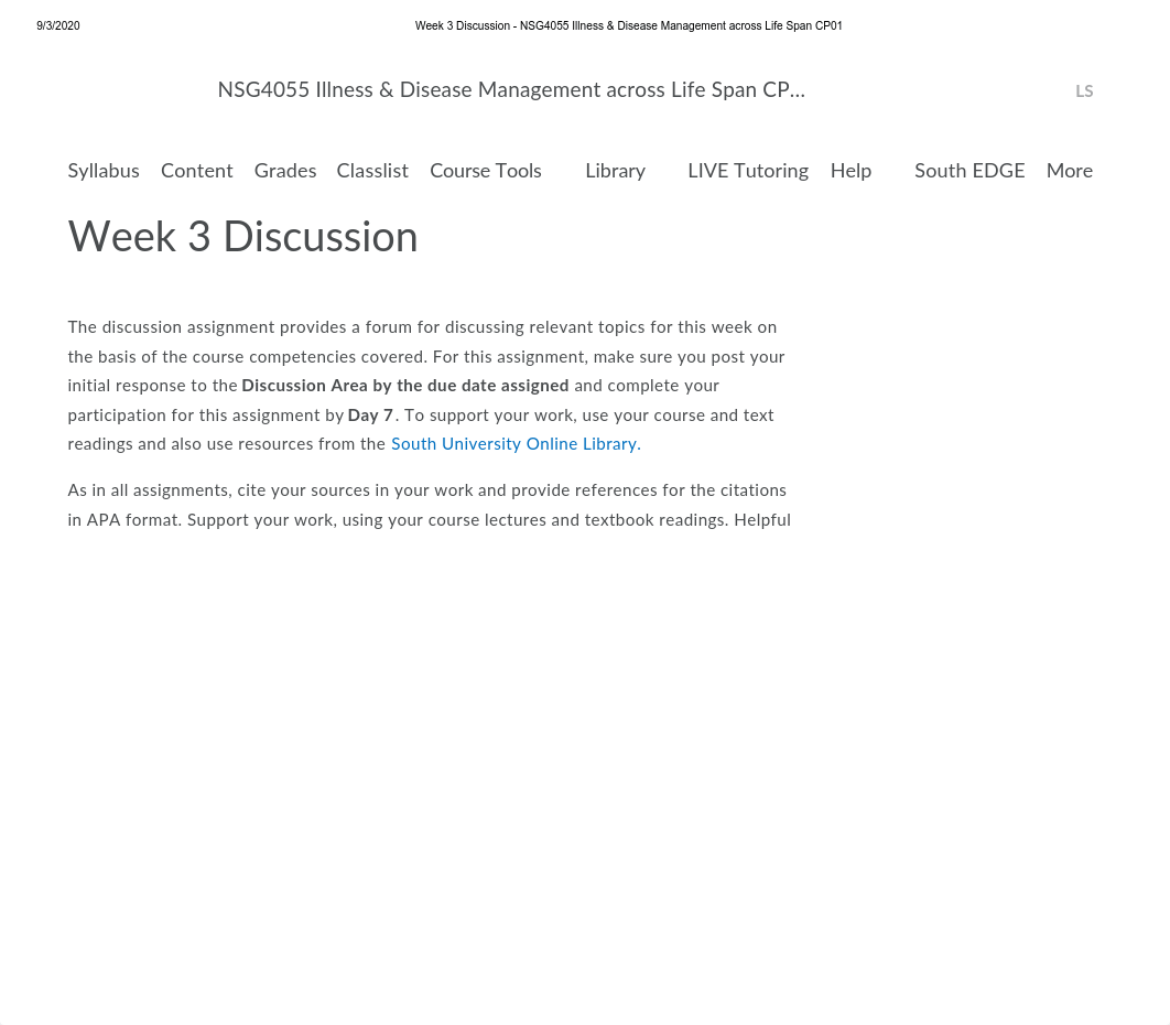 Week 3 Discussion - NSG4055 Illness & Disease Management across Life Span CP01.pdf_dq7raniaxpd_page1