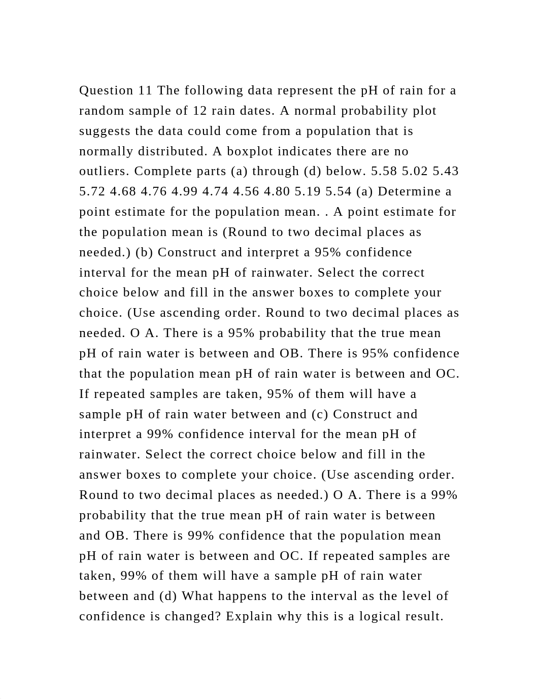 Question 11 The following data represent the pH of rain for a random.docx_dq7w1p348fu_page2