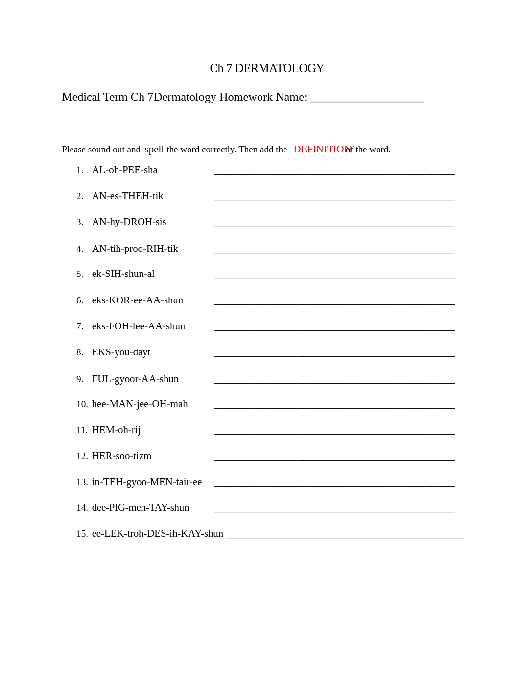 Ch 7 Dermatology Homework sheets BLANKS.docx_dq85wksr6sj_page1