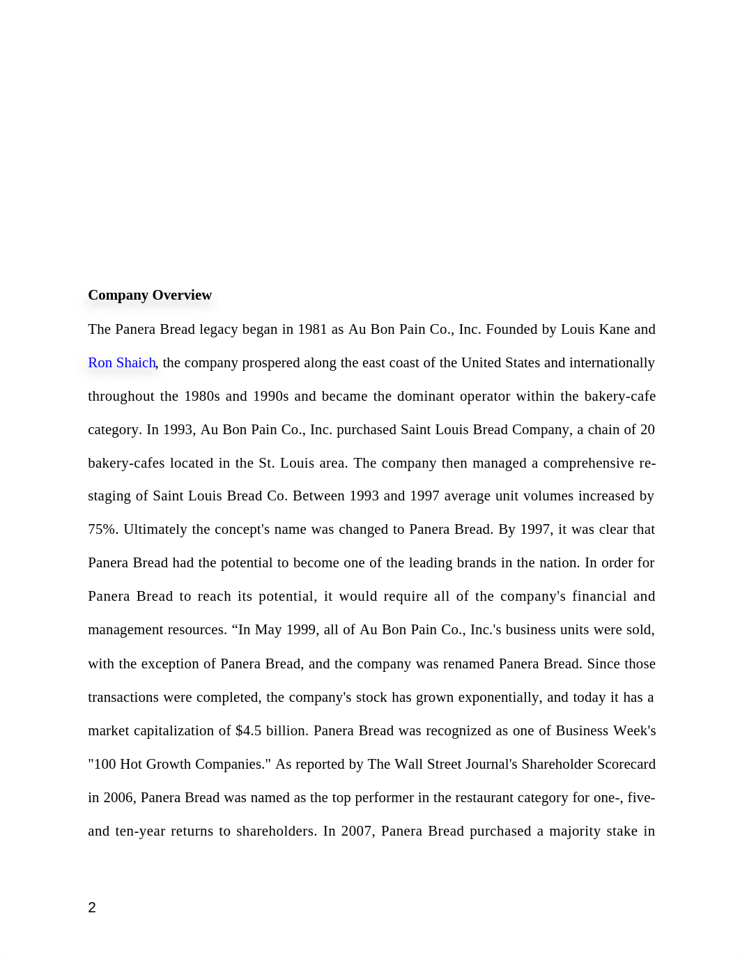 operations and project management research PANERA BREAD CO_dq8ghq9o00b_page2