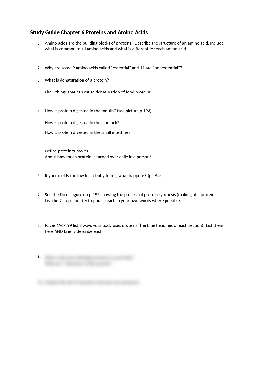 Study Guide Chapter 6 Proteins and Amino Acids (1).docx_dq8tc32efgv_page1