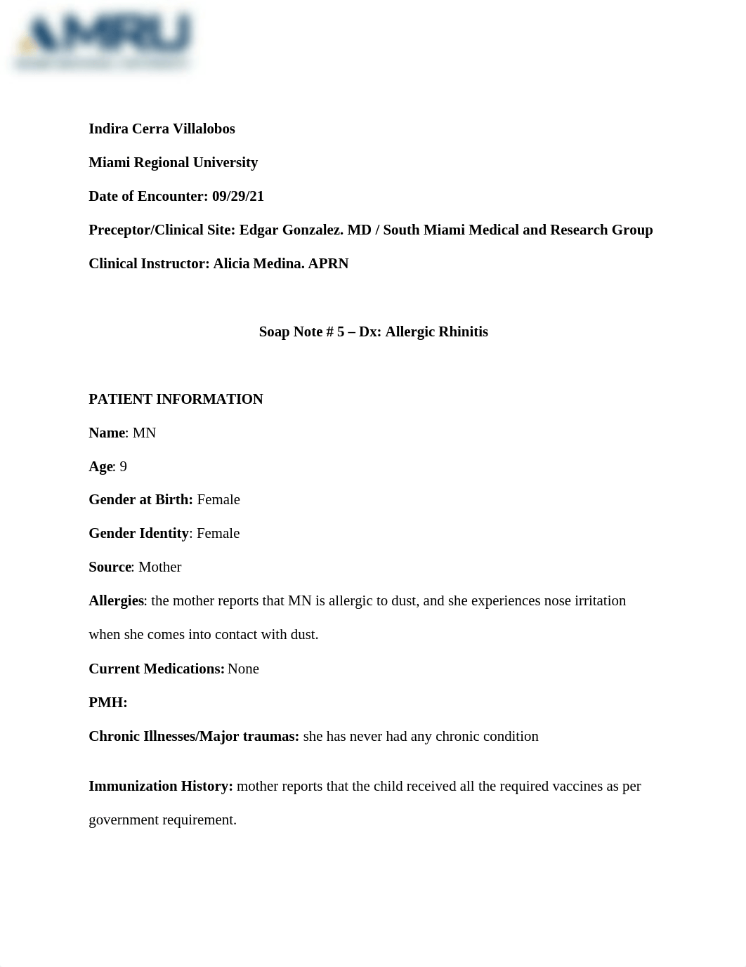 Soap Note - Allergic Rhinitis.docx_dq8wdroot5i_page1