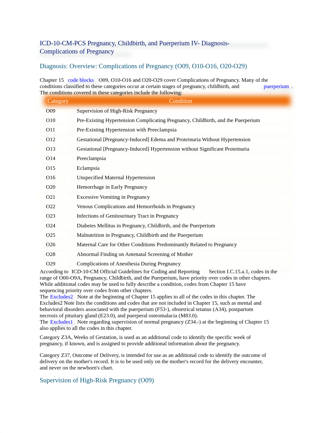 ICD-10-CM-PCS Pregnancy, Childbirth, and Puerperium IV- Diagnosis- Complications of Pregnancy.docx_dq913lmlc59_page1