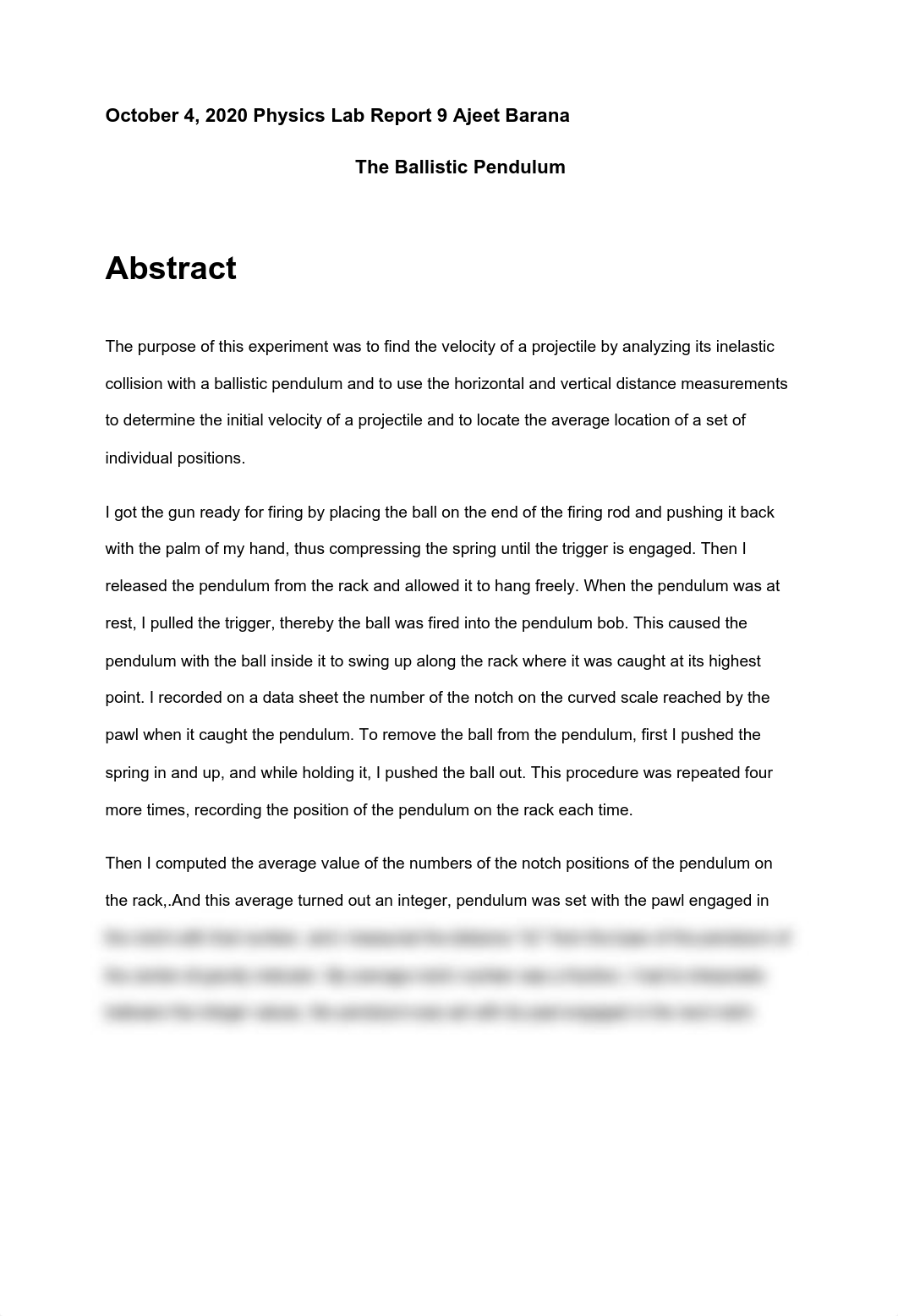 Lab report 9 Ballistic Pendullum.pdf_dqa2g3sapak_page1