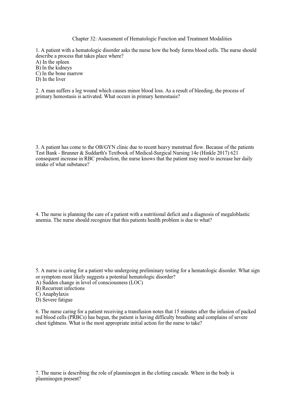 Hematologic Function and Treatment Modalities Self-Test With answers.pdf_dqaf2pxf9im_page1