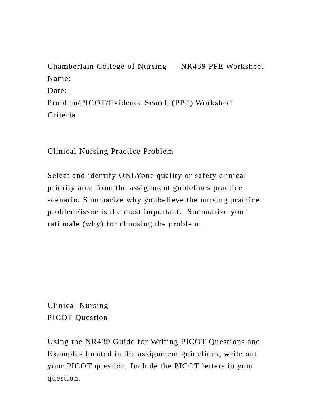 Chamberlain College of Nursing NR439 PPE WorksheetNameDate .docx_dqafqa6na5y_page2