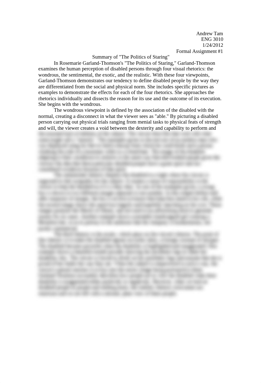 formal assignment 1- Summary of "The Politics of Staring"_dqagdt1a1ju_page1