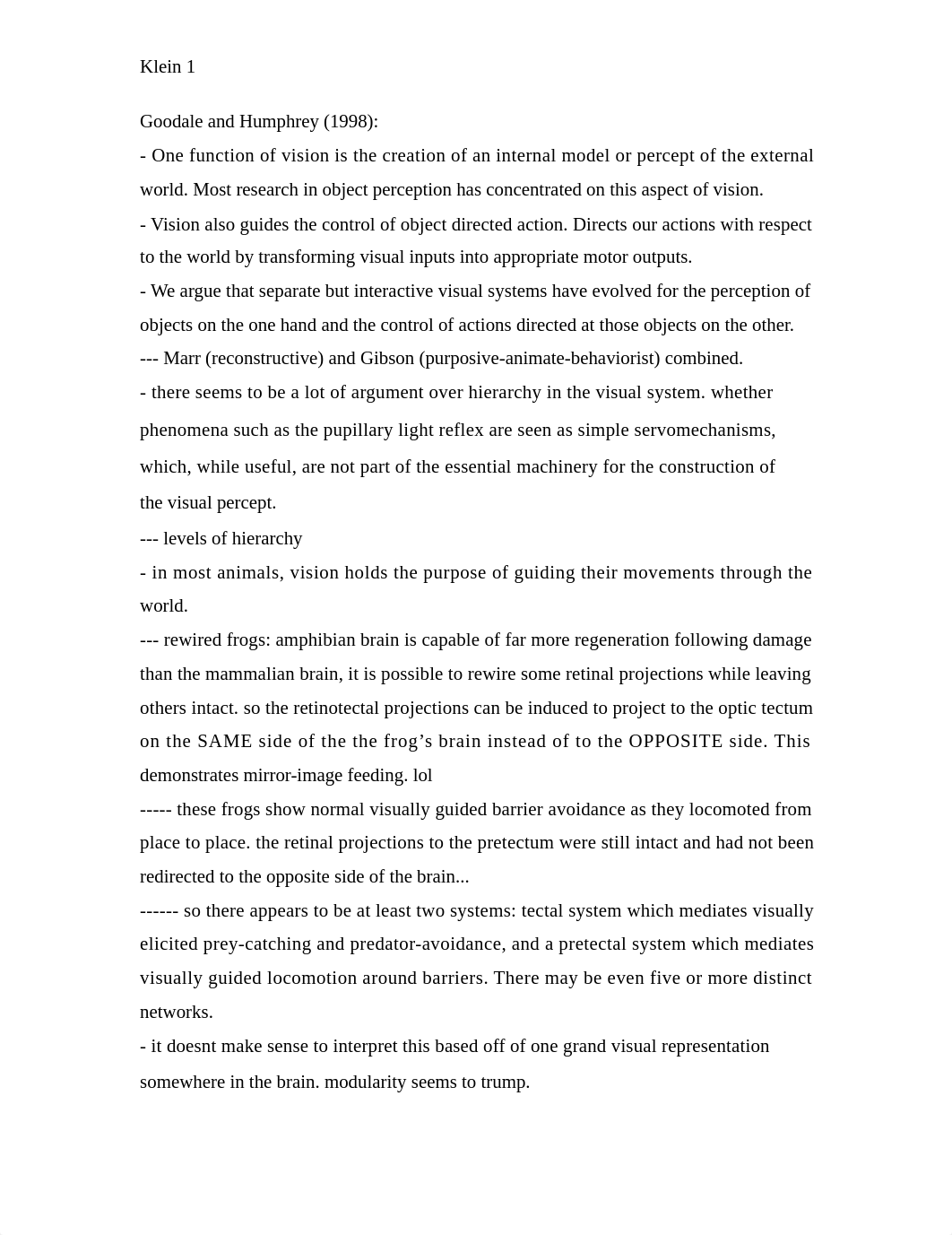 Perception, Cognition and the Embodied Mind Seminar - Goodale and Humphrey Notes_dqb4ax8d488_page1