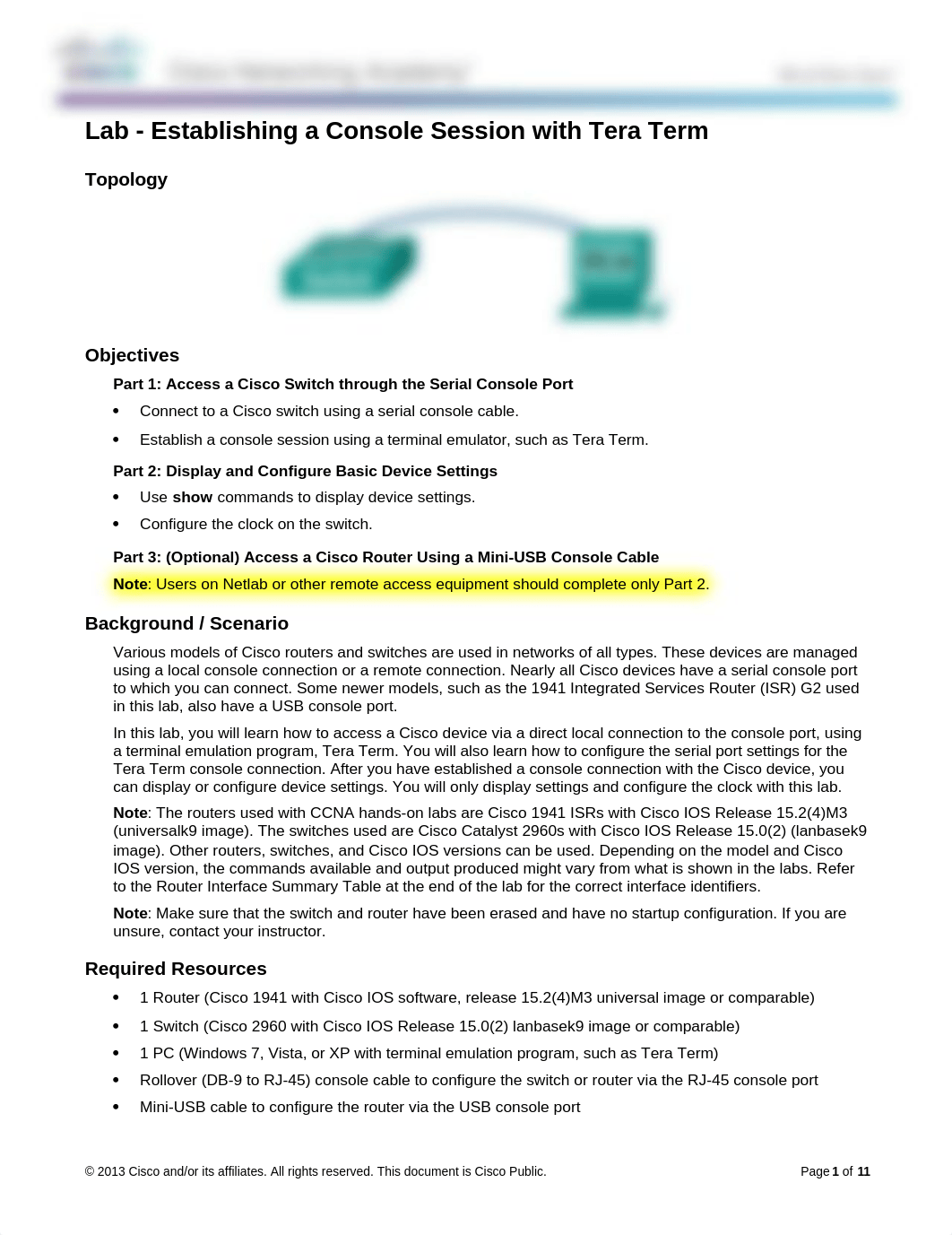 2.1.4.9 Lab - Establishing a Console Session with Tera Term  FINISHED_dqbu7v5cnt7_page1