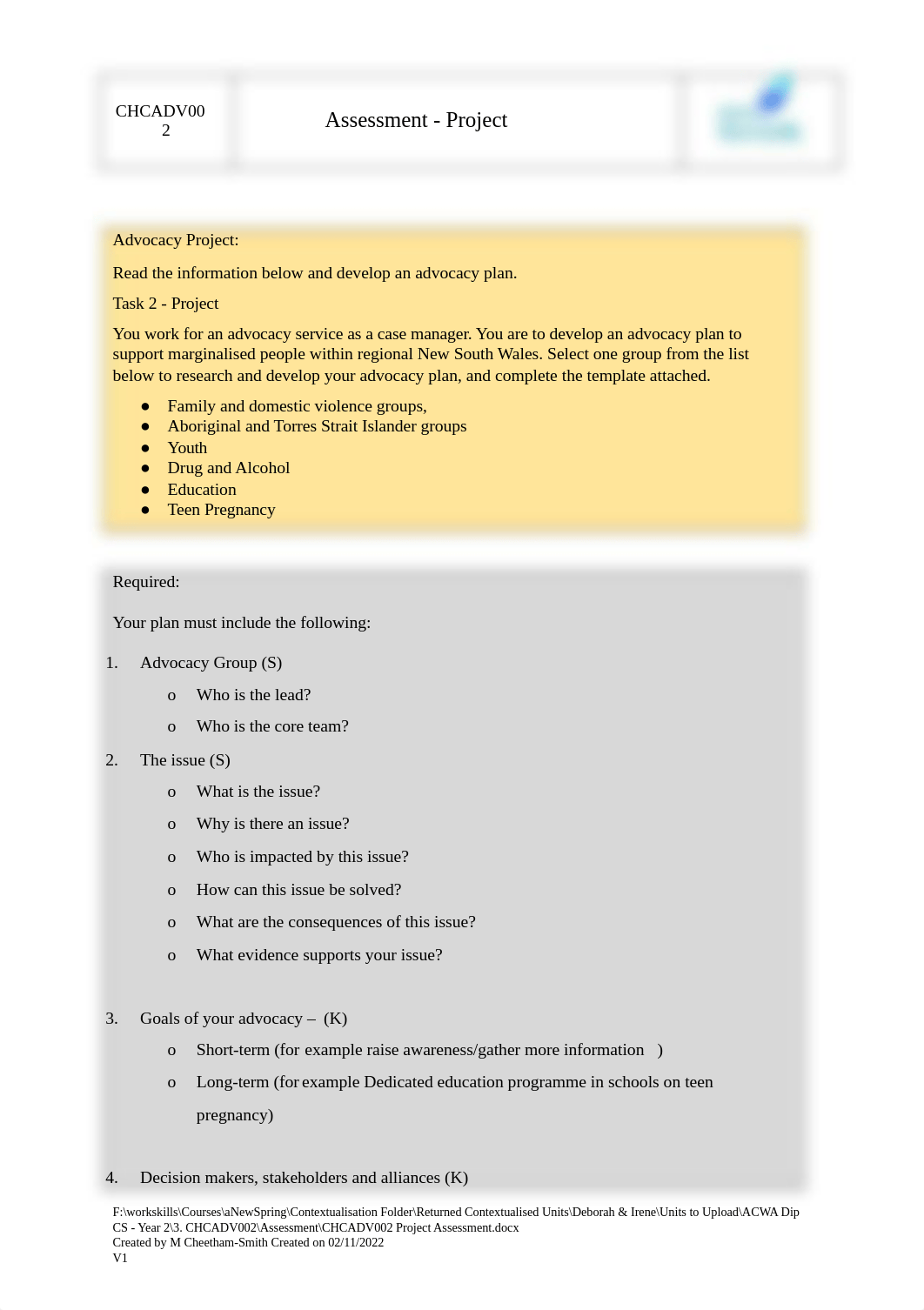 CHCADV002 Project Assessment (1).docx_dqc4177y5cn_page2