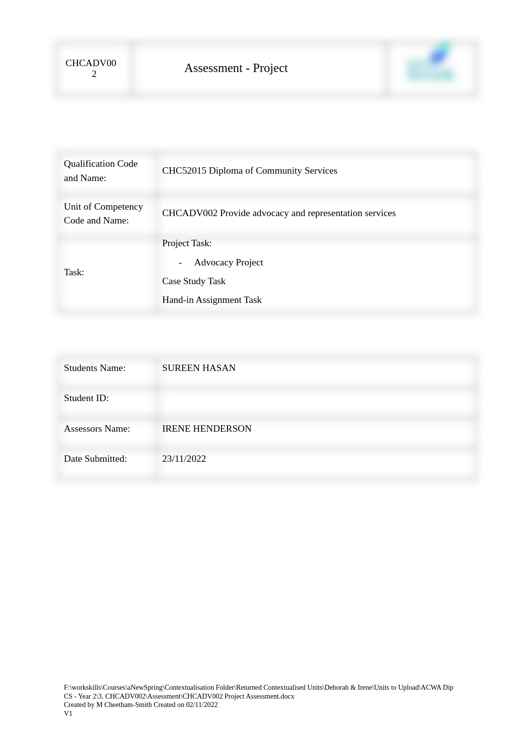 CHCADV002 Project Assessment (1).docx_dqc4177y5cn_page1