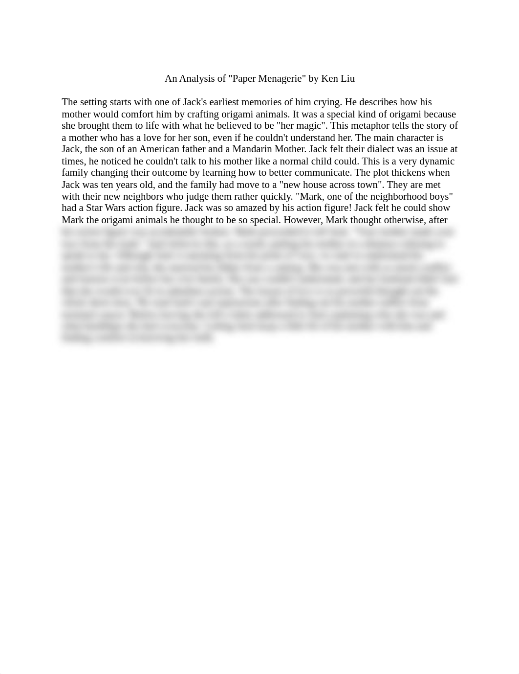 An Analysis of Paper Menagerie by Ken Liu.docx_dqdetndj00e_page1