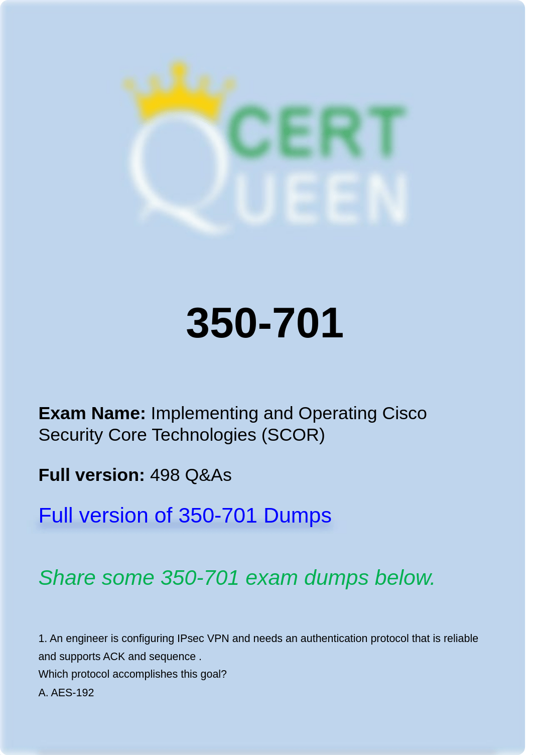 2022 Updated Cisco 350-701 Exam Training Material.pdf_dqf1qws9303_page1