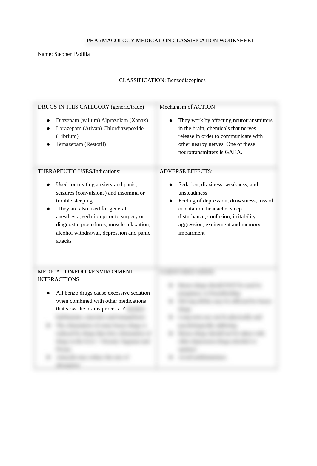 PHARMACOLOGY MEDICATION CLASSIFICATION WORKSHEET- Benzodiazepines (3).docx_dqf9ky70b7b_page1