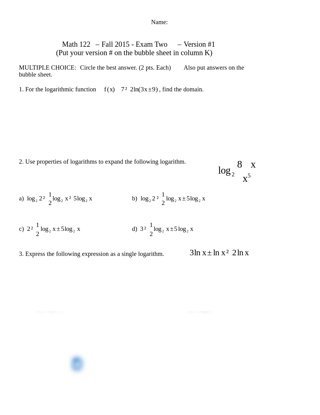 MAT122 Exam2 F15 V1 MC - key.pdf_dqg5mu2nw86_page1