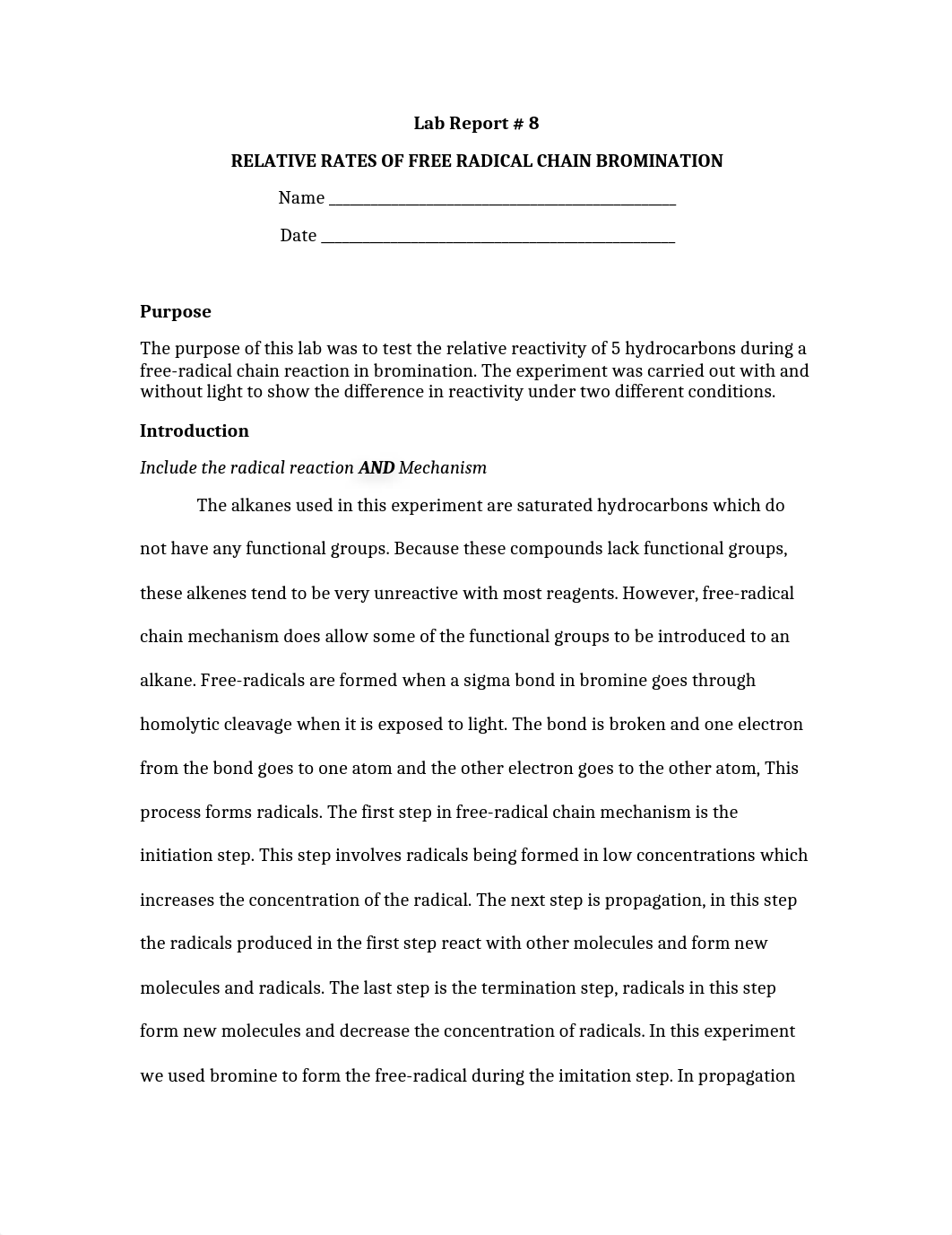 8. Radical Bromination report sheet.docx_dqg78h5b40o_page1