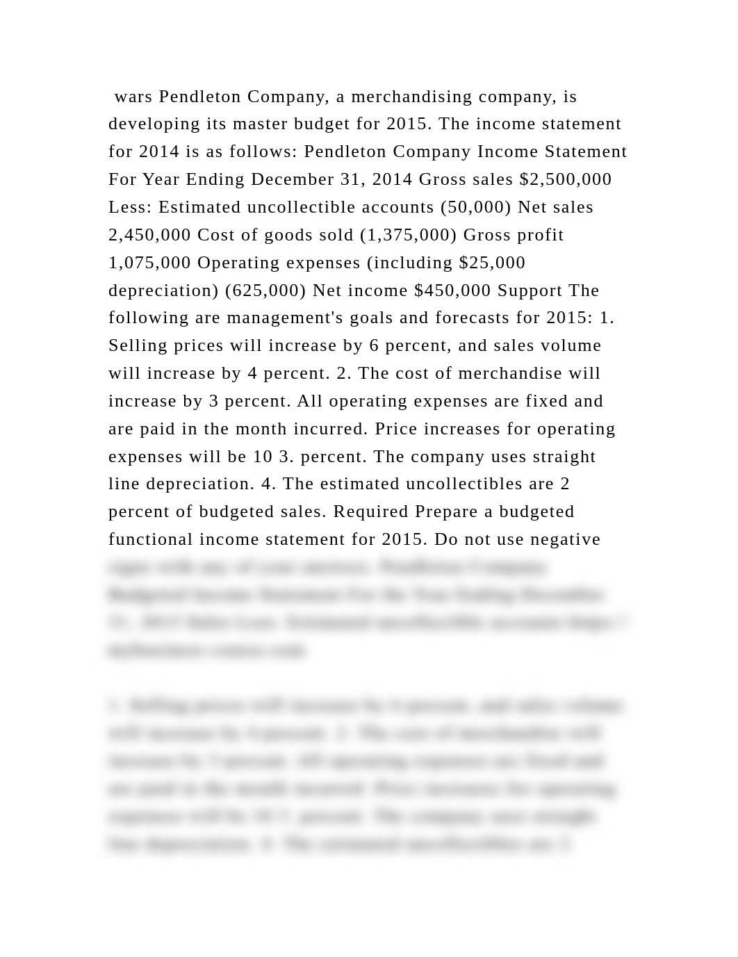 wars Pendleton Company, a merchandising company, is developing its ma.docx_dqh038z8b6f_page1