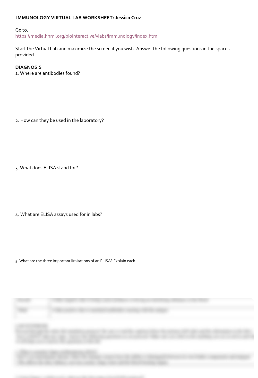 IMMUNOLOGY VIRTUAL LAB WORKSHEET - Jessica Cruz.pdf_dqh5j431hai_page1