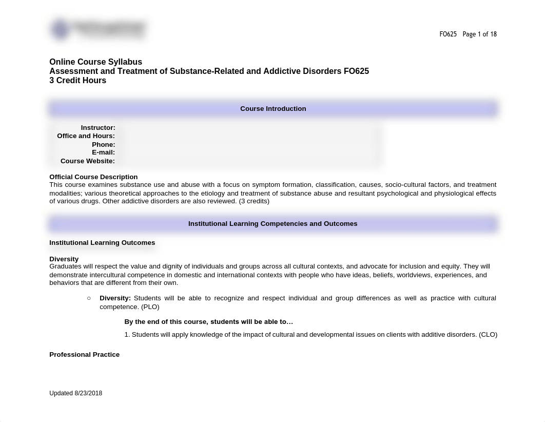9. FO625 Assessment and Treatment of Substance-Related Disorders Syllabus.pdf_dqhyoc9iyof_page1