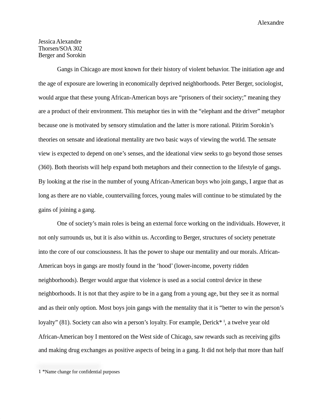 Sociological Theory 301 - Berger &amp; Sorokin Applied to gang life in Chicago_dqia3yazvhi_page1