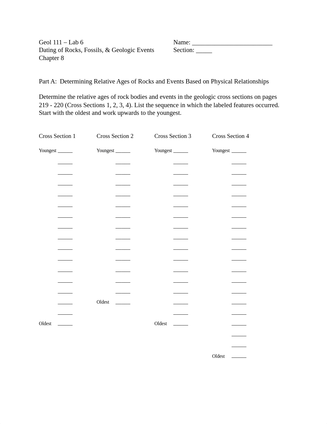 Geol 111 - Lab 6 - Dating of Rocks, Fossils, & Geologic Events mod.docx_dqigrsr6gca_page1