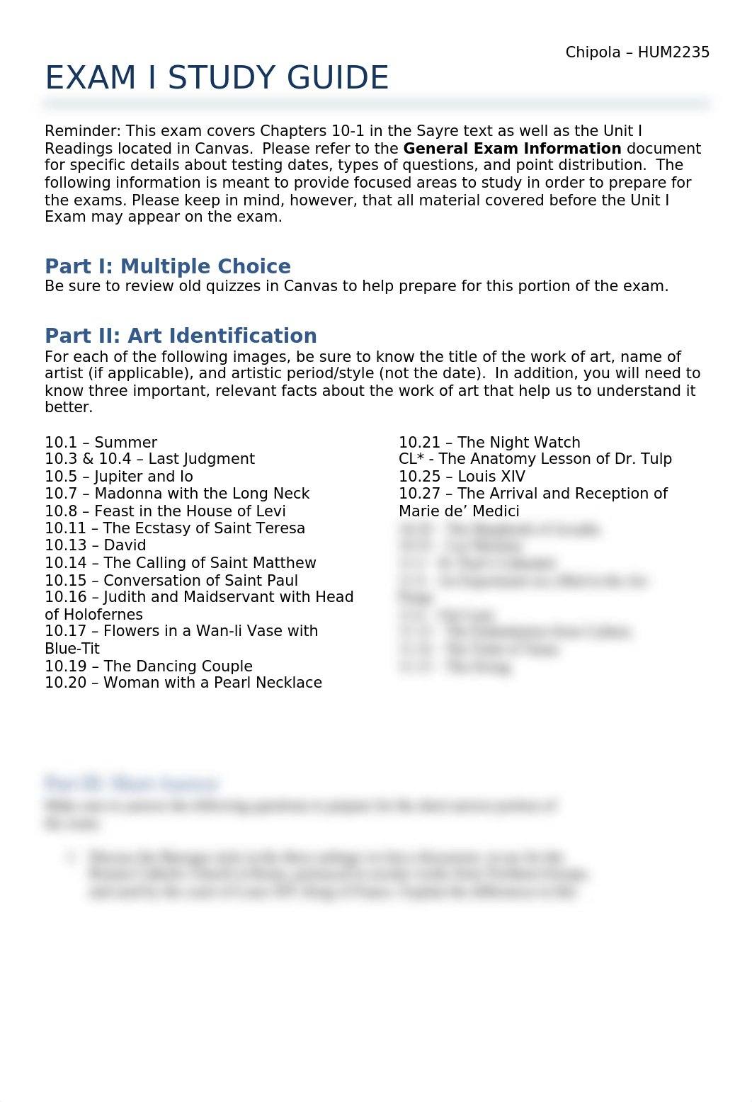 FA18 HUM2235 Study Guide Exam I.docx_dqipkh45ykr_page1