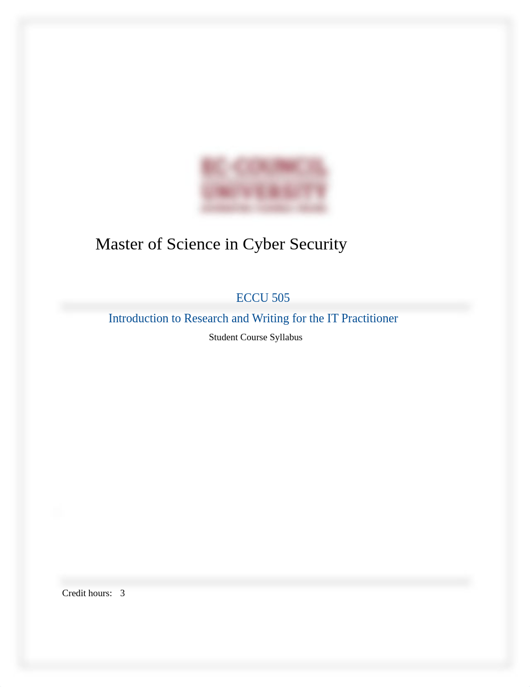 ECCU 505 - Introduction to Research and Writing for the IT Practitioner Syllabus.pdf_dqit530xnwn_page1