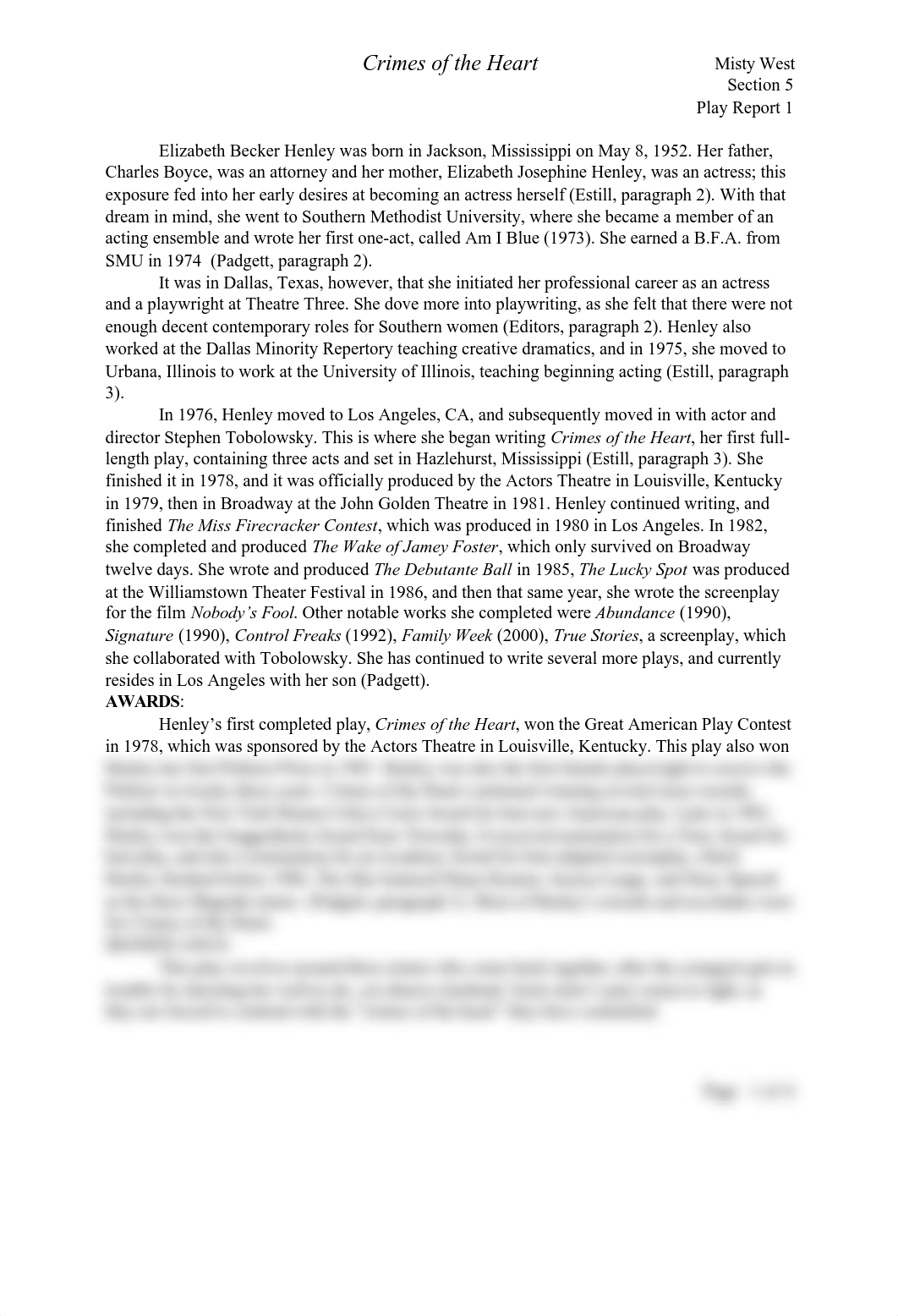 Misty West Play Report 1- Crimes of the Heart.pdf_dqj3xqjadgo_page1