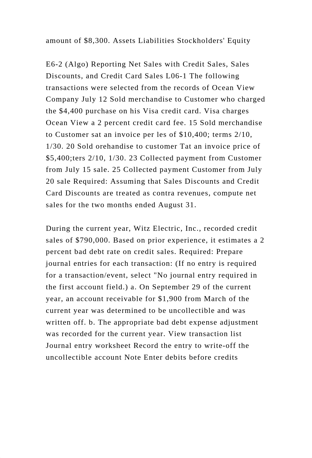 M6-3 (Algo) Recording Bad Debts LO6-2 Prepare journal entries for eac.docx_dqja6kdmh18_page3