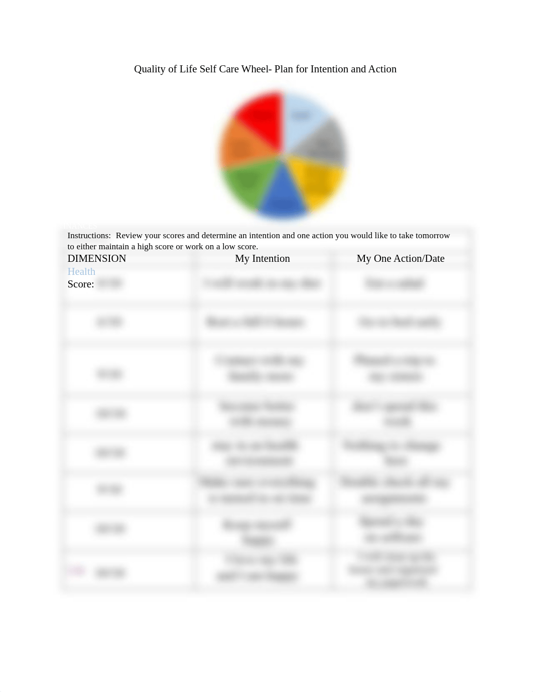 Melly Quality of Life Self Care Wheel - Intention and Action.pdf_dqjcs34qhqr_page1