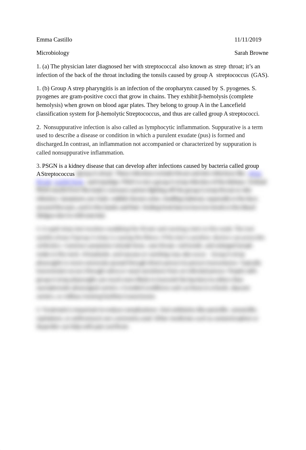 Ellen Lacey who was 35 years old present with symptoms of 101 degree fever and intense sore throat.d_dqk003fep5l_page1