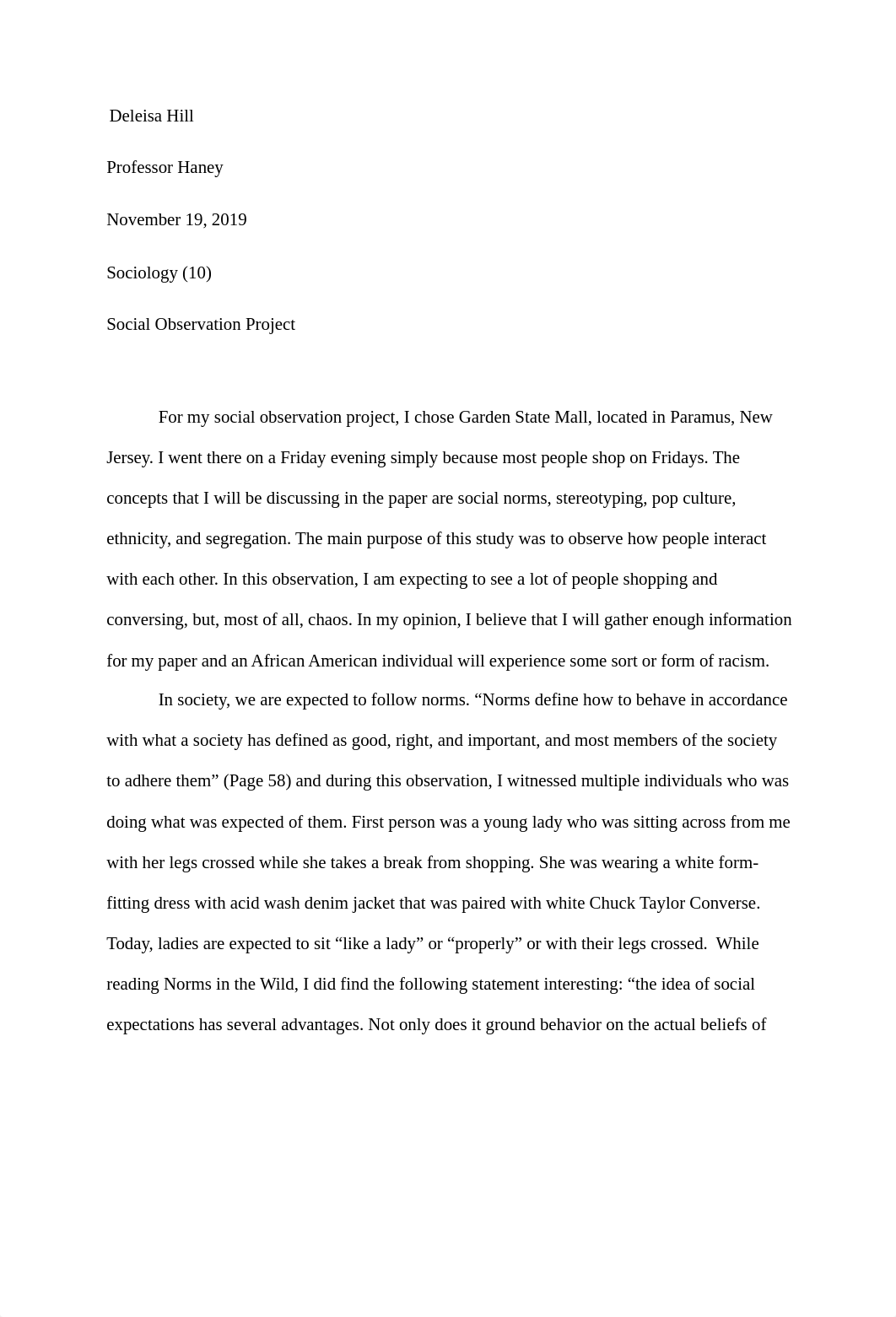 Deleisa Hill Sociology Observation Paper.docx_dqkqbu5qlmc_page1