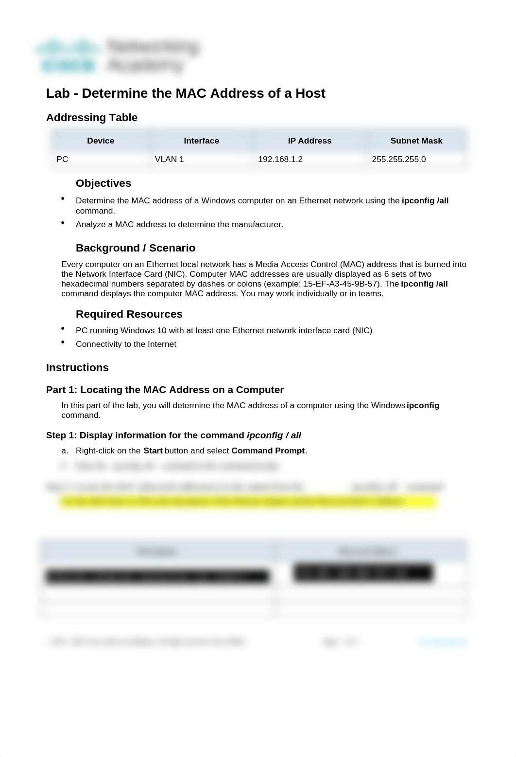 5.4.5 Lab - Determine the MAC Address of a Host.docx_dqkyv0peaxf_page1