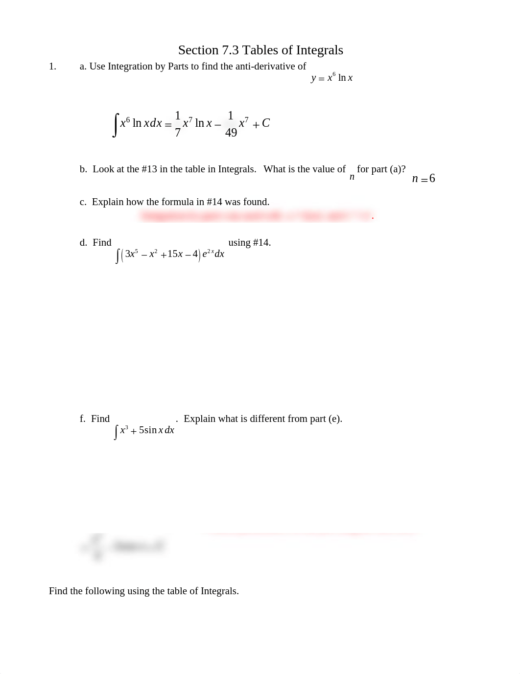 Section+7.3+Tables+of+Integrals+ANSWER+KEY_dql5lbhbar2_page1