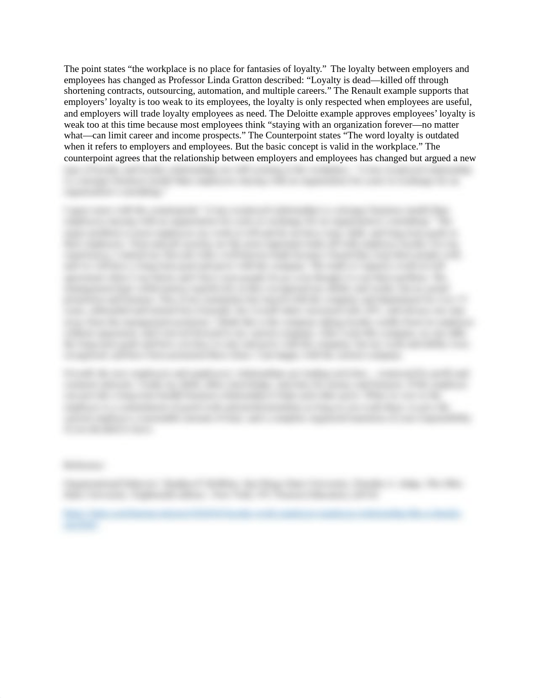 Discussion 2 Employer-Employee loyalty is an outdated concept.docx_dql840nfpd4_page1